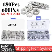 180/600pcs Stainless Steel Flat Washer Washers Assortment Set Value Kit AU NEW