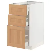 METOD / MAXIMERA base cabinet with 3 drawers, white/Vedhamn oak, 40x60x80 cm