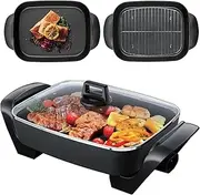 Couzinni Electric Frying Pan | Durable Non-Stick Frypan | Tilt & Baste Lever | L 51.2cm x W 30.5cm | Deep Pan | Easy Wipe Clean-Up Banquet Black