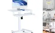 Mobile Standing Desk with Keyboard Tray, Mobile Podium, Computer Workstation