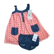 Bonnie Baby Girl Floral Dress Set 2 Piece 18 Months Red With Bloomers