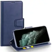 For Apple iPhone 11 Case, Hanman Wallet Leather Flip Magnetic Stand Case Cover (Navy Blue)