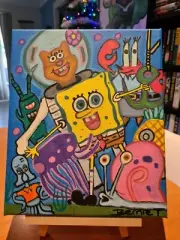 Spongebob Fine Art Original Limited Edition Acrylic Canvas Art Painting