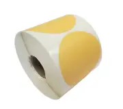 3" Round Direct Thermal (Yellow) Beige Zebra Rollo Adhesive Labels 2 RLS of 500