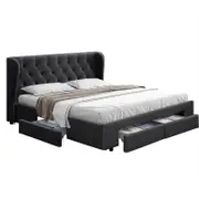 Artiss Fabric Bed Frame King Drawers Beds Base