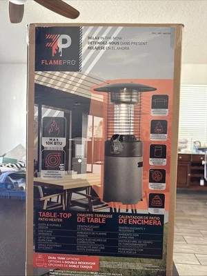 FlamePro Steel Table-Top Patio Propane Heater, 10,000 BTU with 52 " Heat Radius