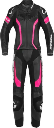 Spidi Laser Touring Two Piece Ladies Motorcycle Leather Suit, black-pink, Size 48 for Women Black Pink