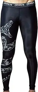 [Raven Fightwear] Men's Constrictor Snake BJJ Spats Tights MMA Black/White