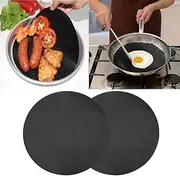 Newooh 2 Pack 24cm Round Teflon Non-Stick High Temperature Pan Frying Pan Liner Sheet Cooking Wok Sheet Pad for Kitchen BBQ Baking
