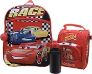 [Disney] Pixar Cars Girls & Boys 4 Piece Backpack Set, Kids 16" School Bag with Front Zip Pocket, Red & Black