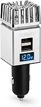 Technaxx Germany Car Air Purifier Ionizer Portable Freshener Removes Bad Smells Cigarettes Smoke Pet Odor Food Odor Ion Balance 2X USB Ports TX-130