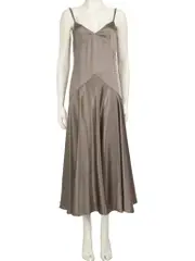 Grey Silk Embellished Strap Slip Dress