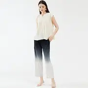 Women's Straight Elegant Vacation Vintage Ankle-Length Mid Waist Gradient Stretchy Black and white gradient Summer Spring Fall Loose Fit