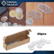 25* Clear 1.34" 30MM Airtight Coin Holders Capsule W/Box For 1oz Us Silver Eagle