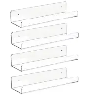 4 PCS Clear Acrylic Floating Wall Ledge Shelf 15 Inch Wall Mounted Clear-4 Pcs