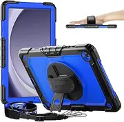 [timecity] Case for Samsung Galaxy Tab A9 Plus Case 11 inch (SM-X210/X216/X218), with Built-in Screen Protector, 360° Rotating Stand, Hand Strap&Shoulder Strap Case for Galaxy Tab A9 Plus - Dark Blue