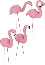 4 Pcs Flamingo Garden Statue, Outdoor Statues Pink Flamingo Lawn Ornaments, Resin Vivid Flamingo Yard Decor Pink Flamingo Sculpture for Garden Backyard Decor Pond Standing Bird