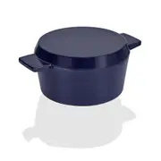 Stanley Rogers 24cm Heavy Duty Cast Iron French Oven Mid w/Grill Pan Lid Blue