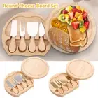 Wood Cheese Board Practical Charcuterie Board with Cheese Cutter and Fork GoCgT
