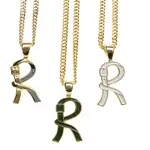 ROBERTA DI CAMERINO 個性風R字母項鍊(小)-白/綠/金銀