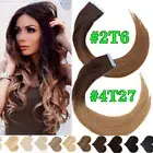 Invisible Tape In Remy Human Hair Extensions Skin Weft Balayage/Ombre FULL HEAD