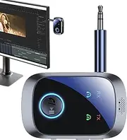 Wireless Transmitter and Receiver, Wireless Transmitter for TV, Double Connection HD Mic 2 in 1 LCD Screen HiFi Stereo Double Stream Handsfree for Tvs Game Consoles Gym Equipment