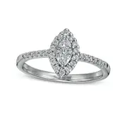 0.33 CT. T.W. Composite Marquise-Shaped Natural Diamond Frame Engagement Ring in Solid 14K White Gold