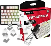 HyperX PBT Keycaps – Full Key Set, Double Shot PBT Material, English (US) Layout, 104 Keys, White