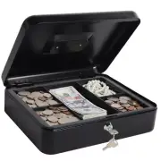 Large Cash Box with Money Tray and Lock Metal money Box for Cash Lockbox 11.8...