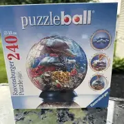 NEW RARE Ravensburger Puzzleball 240 pcs Ocean Dolphin Fish Reef 6" Globe Sealed