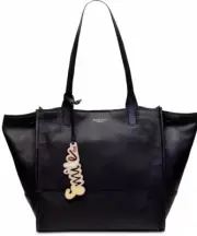 New Radley London Spacious Smile Open Toe Tote Black Gold Leather Bag