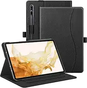 [FINTIE] Case for Samsung Galaxy Tab S10+/ S9+/ S8+/ S7 FE/ S7+ 12.4 Inch, Multi-Angle Viewing Protective Cover with Pocket, Auto Sleep/Wake, Black