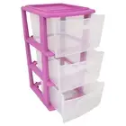Homz Plastic 3 Drawer Medium Storage Container Tower, Clear Drawers/Purple Frame