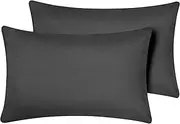 Hriksh Travel Pillow Case 12x18 Size Pack of 2 Pieces 100% Egyptian Cotton Envelope Closure 500 Thread Count Toddler Pillowcase Fits Up to 12x18, 12x16 or 11x15 (Dark Grey)