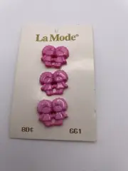Novelty Pink Girls Buttons, La Mode, 3 Count