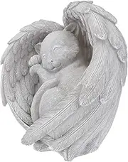 Yardwe Cats Tribute Statue Memorial Cat Stone Figurine Pet Memorial Stones Angel Cat Tombstone for Garden Decor