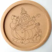 1 pc MDF Pre Marked Round Sarswati ji for painting Home WallDeco Puja Accessory
