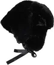 [Holibanna] Thermal Faux Fur Hat for Women Men Trapper Beanie Ears Ski Hunting Hat Black