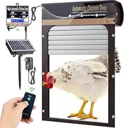 Solar Automatic Chicken Coop Door Remote Control Time Sensing Roll-up Door LCD