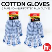 Handy Hardware [6 Pairs] Gloves Cotton Non-Slip with Dotted Palm for Extra Grip