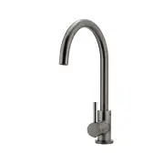 Round Kitchen Mixer Tap - Gooseneck Swivel - PVD Shadow