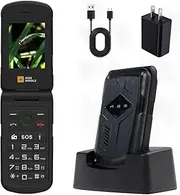AGM Flip Phone with Charging Dock, Rugged Dumb Phone, 4G LTE Dual SIM, Large Buttons & Fonts for Seniors, Louder Speaker, 1200mAh, Waterproof/Dustproof/Shockproof, T-Mobile Compatible ONLY | M10