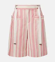 [Chloe] Chloé Striped cotton Bermuda shorts AU 12 pink
