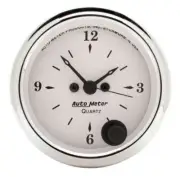 Autometer 2-1/16in 12hr Analog Clock Gauge Old Tyme White