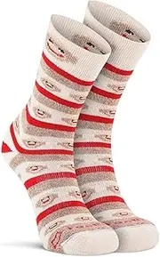 [FOX RIVER] Women's Red Heel Merino Monkey Stripe Crew Socks