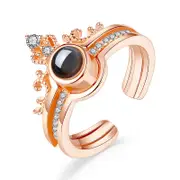 3PC Trendy 100 Languages I Love You Projection Ring Detachable Open Finger Ring Couple Jewelry