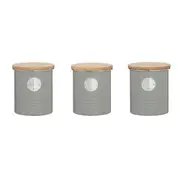 Typhoon Metal Tea Coffee and Sugar Canister Set 1 Litre - Set of 3 - Grey