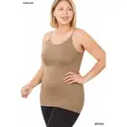 2X/3X Mocha Seamless Camisole with Adjustable Straps Plus Size Neutral