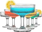 Vintage Coupe Glasses Set of 6, 200Ml(7 Oz) Vintage Martini Glass Set, Classic Cocktail Galssware, Bar Drinking Glasses Set Pefect for Cocktail, Wine, Champagne and Gift