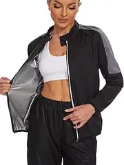 LAZAWG Body Sauna Suit For Women Plus Size Sauna Top Slimming Fitness Sauna Jacket Womens Sweat Jackets Exercise Gym Running